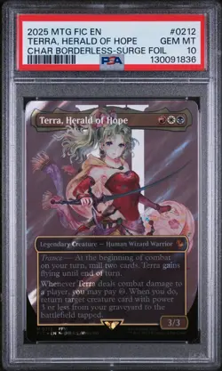 2025 MTG FINAL FANTASY COMMANDER SURGE FOIL #0212 TERRA, HERALD OF HOPE PSA 10 - Image 1