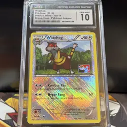 CGC 10 MINT Watchog Pokemon (2011) Black&White Cross Holo-Pokemon league - Image 4
