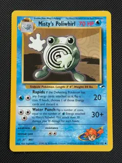Misty's Poliwhirl 53/132 REGULAR Pokemon Card WOTC Gym Heroes Uncommon - Image 1