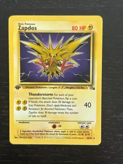 Pokemon TCG | Zapdos 30/62 | Fossil 1st Edition | NM- - Image 1