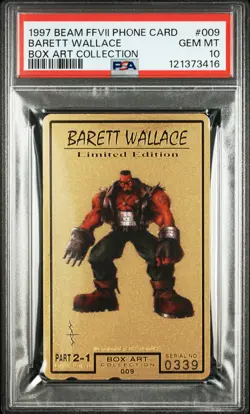 1997 BEAM FINAL FANTASY VII BOX ART COLLECTION PHONE CARD BARETT WALLACE PSA 10 - Image 1