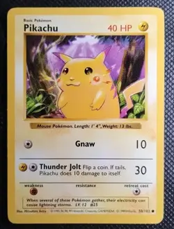 Pikachu Red Cheeks Shadowless 58/102 Base Set Pokemon Card WOTC - Excellent - Image 1