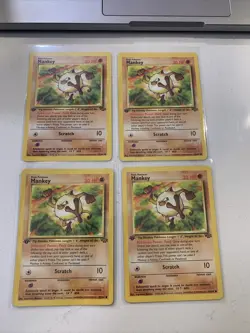 Mankey 1st Edition Common 55/64 Jungle NM Pokemon Card x4 LOT - Image 1