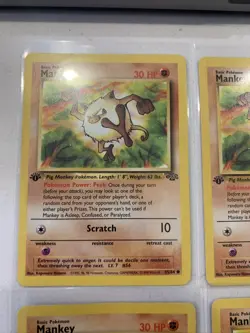 Mankey 1st Edition Common 55/64 Jungle NM Pokemon Card x4 LOT - Image 2