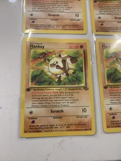 Mankey 1st Edition Common 55/64 Jungle NM Pokemon Card x4 LOT - Image 5