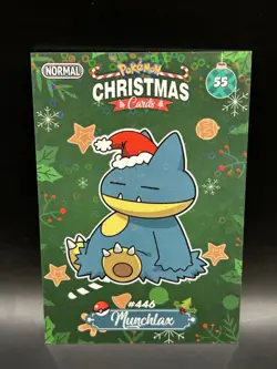 Sparkle Holo Munchlax 55 - Pokemon Collectoons 2024 Christmas Card - NM - Image 1