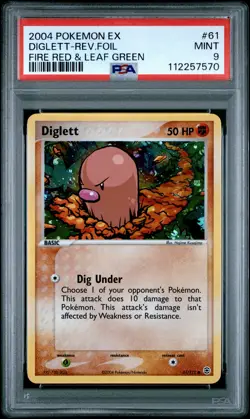 2004 POKEMON EX FIRE RED & LEAF GREEN #61 DIGLETT-REVERSE FOIL PSA 9 - Image 1
