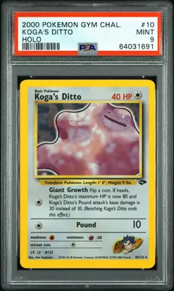 PSA 9 2000 Koga's Ditto Holo Gym Challenge #10/132 Pokemon - Image 1