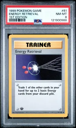 1999 Pokemon Game 1st Edition Energy Retrieval #81 PSA 8 RARE JA - Image 1