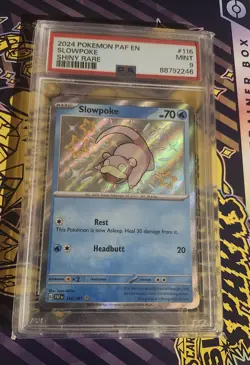 Pokemon Slowpoke 116/091 Slowbro 117/091 PAF Paldean Fates NM Shiny Baby PSA 9 - Image 1