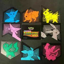 Pokemon Evolving Skies Promotional Removable Stickers Decal Complete Set of 9 - Image 1