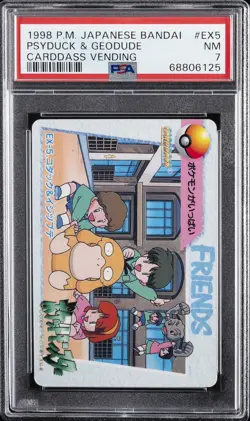 1998 POKEMON JAPANESE BANDAI CARDDASS VENDING #EX5 PSYDUCK & GEODUDE PSA 7 - Image 1
