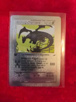 Pokemon Shining Charizard SILVER Foil Fan Art Collector Card - 100 HP - 107/105 - Image 1
