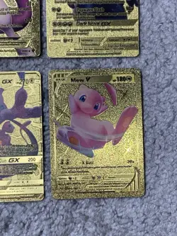 Pokemon Set of 4 Mewtwo EX,GX & Mew V Gold Foil Fan Art Collector Card - Image 5