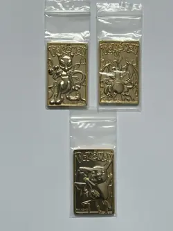 1999 Burger King Pokemon Charizard, Mewtwo & Pikachu Gold Plated Cards - Image 2