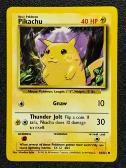 Pikachu 58/102 Base Set Series Base Set COMMON 1999 Pokemon Card TCG WOTC NM - Image 1