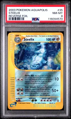 Steelix Reverse Foil Pokemon Aquapolis 35 NM PSA NM-MT 8 - Image 1