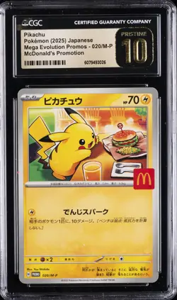 2025 POKEMON JPN MEGA EVOLUTION MCDONALDS PROMO #020/M-P PIKACHU CGC 10 PRISTINE - Image 1