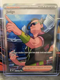 Pokemon TCG Judge Trainer Full Art Destined Rivals Ultra Rare Card 222/182 - Image 1