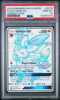 2019 POKEMON SUN & MOON HIDDEN FATES #SV76 FULL ART/SYLVEON GX PSA 10 - Image 1