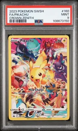 Pikachu 160/159 PSA 9 Crown Zenith SWSH Graded Pokemon Card TCG Mint 2023 - Image 1