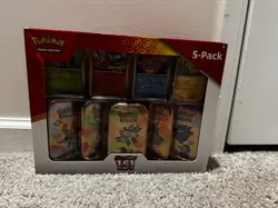 Pokemon Scarlet & Violet 151 5-Pack Mini Tins w/ 4 Promos Costco (Magneton) - Image 1