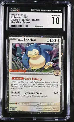 CGC 10 - Hop's Snorlax 117/159 GameStop STAMPED Promo - Journey Together Pokemon - Image 1