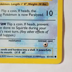 Squirtle 63/102 Pokemon TCG Base Set Shadowless NM Vintage 1999 - Image 5