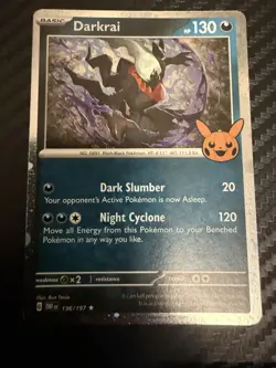 Pokemon Darkrai Trick or Trade 2024 Cosmos Holo Card 136/197 DOUBLE SWIRL NM - Image 1