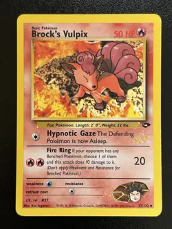 BROCK'S VULPIX W Stamp Pokemon Card - WOTC Promo - Gym Challenge - 37/132 LP (B) - Image 1