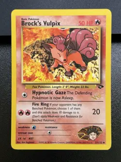 BROCK'S VULPIX W Stamp Pokemon Card - WOTC Promo - Gym Challenge - 37/132 LP (B) - Image 2