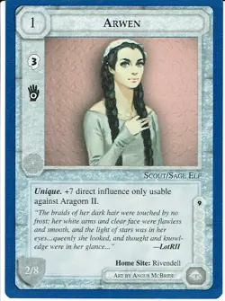 MIDDLE EARTH BLUE BORDER PREMIER RARE CARD ARWEN - Image 1