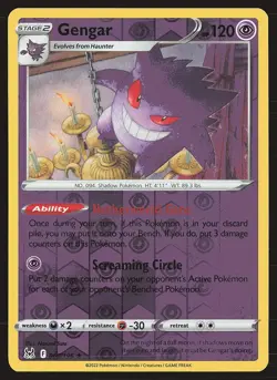 SWSH11: Lost Origin Gengar #066/196 Reverse Holo Pokemon Card - Image 1
