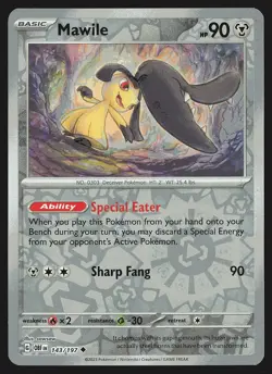 SV03: Obsidian Flames Mawile #143/197 Reverse Holo Pokemon Card - Image 1