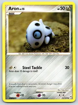 Aron - DP Mysterious Treasures 71/123 Yuka Morii Diamond Pearl Pokemon Card LP - Image 1