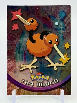 #84 Doduo Topps Blue TV Animation Pokemon Card 2000 Holo MP - Image 1