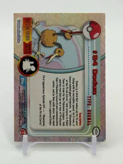 #84 Doduo Topps Blue TV Animation Pokemon Card 2000 Holo MP - Image 2