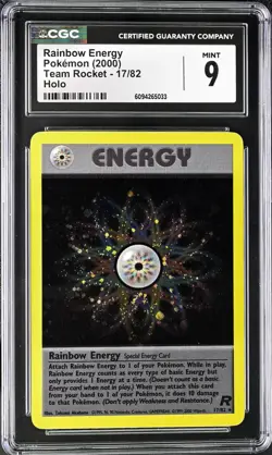 CGC 9 MINT Rainbow Energy Team Rocket 17/82 SWIRL Holo Card psa - Image 1