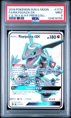 2018 POKEMON SUN & MOON CELESTIAL STORM #177A FULL ART/RAYQUAZA GX PSA 9 - Image 1