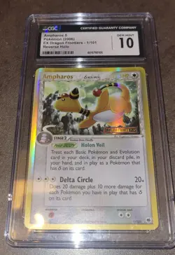 Pokemon 2006 Ampharos Delta Species 1/101 Dragon Frontiers Reverse Holo CGC 10 - Image 1