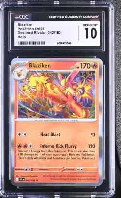 CGC 10 - Blaziken 042/182 Holo Rare - Pokemon Destined Rivals Gem Mint - Image 1