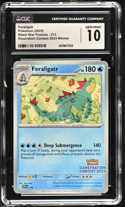 CGC 10 - Feraligatr 213 SVP Pokemon Illustration Contest 2024 Black Star Promo - Image 1