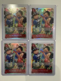 (4)🔥🔥🔥 One Piece Card Game TCG Ace, Sabo, Luffy OP13-007 SR M/NM Condition - Image 1
