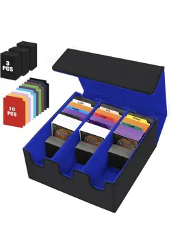 Card Storage Box for Trading Cards, 2100+ PU Leather Card Deck Box, Magnetic - Image 1