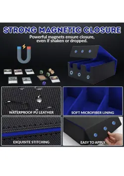 Card Storage Box for Trading Cards, 2100+ PU Leather Card Deck Box, Magnetic - Image 3