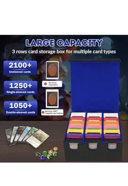 Card Storage Box for Trading Cards, 2100+ PU Leather Card Deck Box, Magnetic - Image 4
