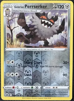 Galarian Perrserker 085/159 Crown Zenith Reverse Holo - Pokemon Card - Image 1