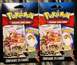 2 Unopened Pokemon 25 Card Packs: With ONE GUARANTEED RARE FOIL CARD IN EACH - Image 1