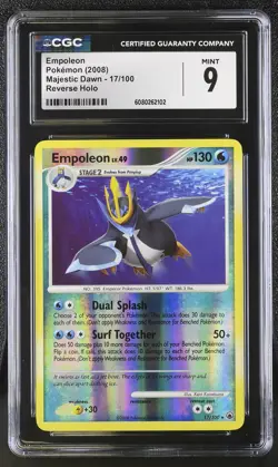 CGC 9 MINT Empoleon 2008 Majestic Dawn 17/100 Reverse Holo Pokemon Card - Image 1