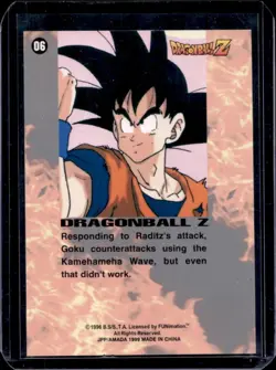 1996 Dragon Ball Z Goku Responding to Raditz's Attack Prism Card #06 - Image 2